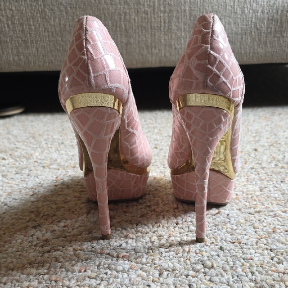 Bebe Blush Textured Peep-Toe Heels - Picture 4 of 6